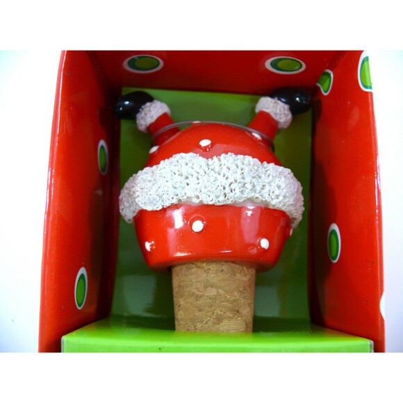 NEW Mud Pie brand upside down SANTA Bottle cork Wine Stopper christmas - Picture 2 of 4
